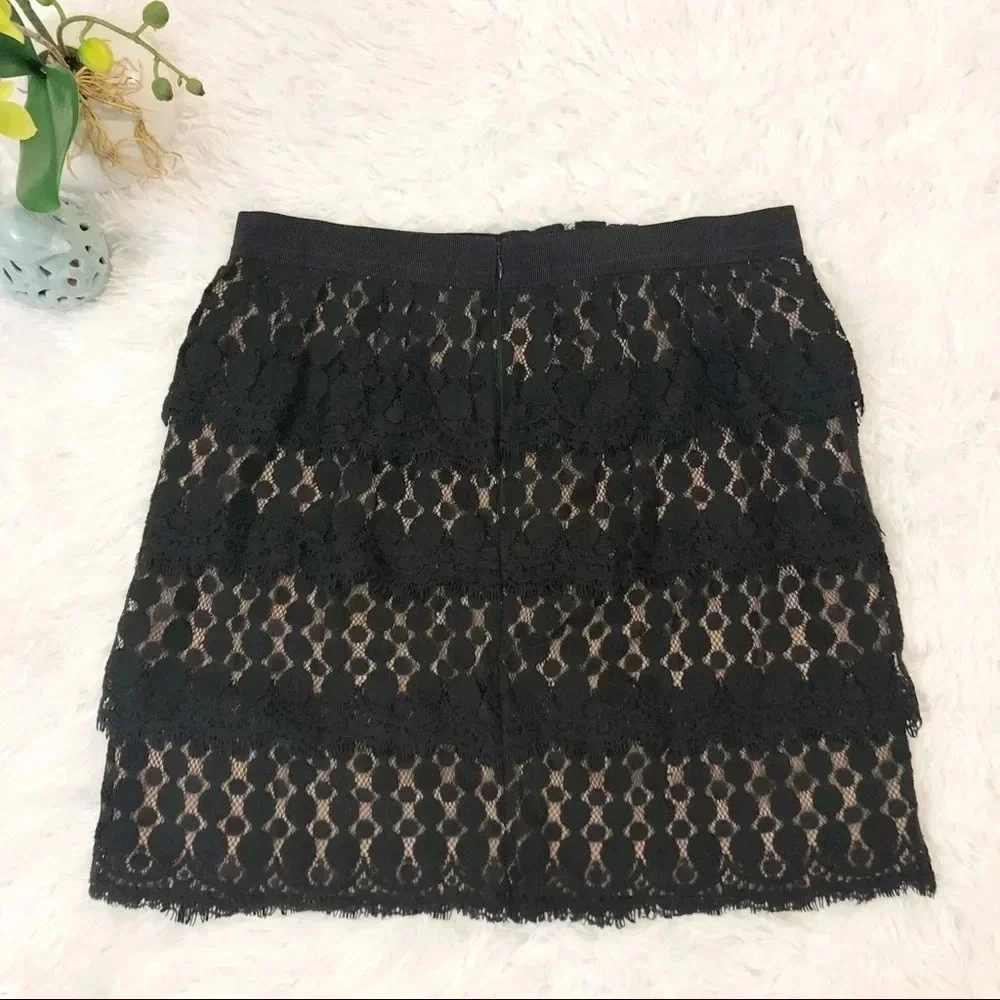 Ann Taylor | Black Tiered Layered Lace Skirt